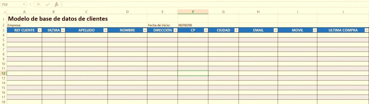 Ejemplos De Base De Datos En Excel