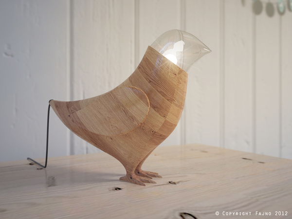 Lámpara con forma de pájaro